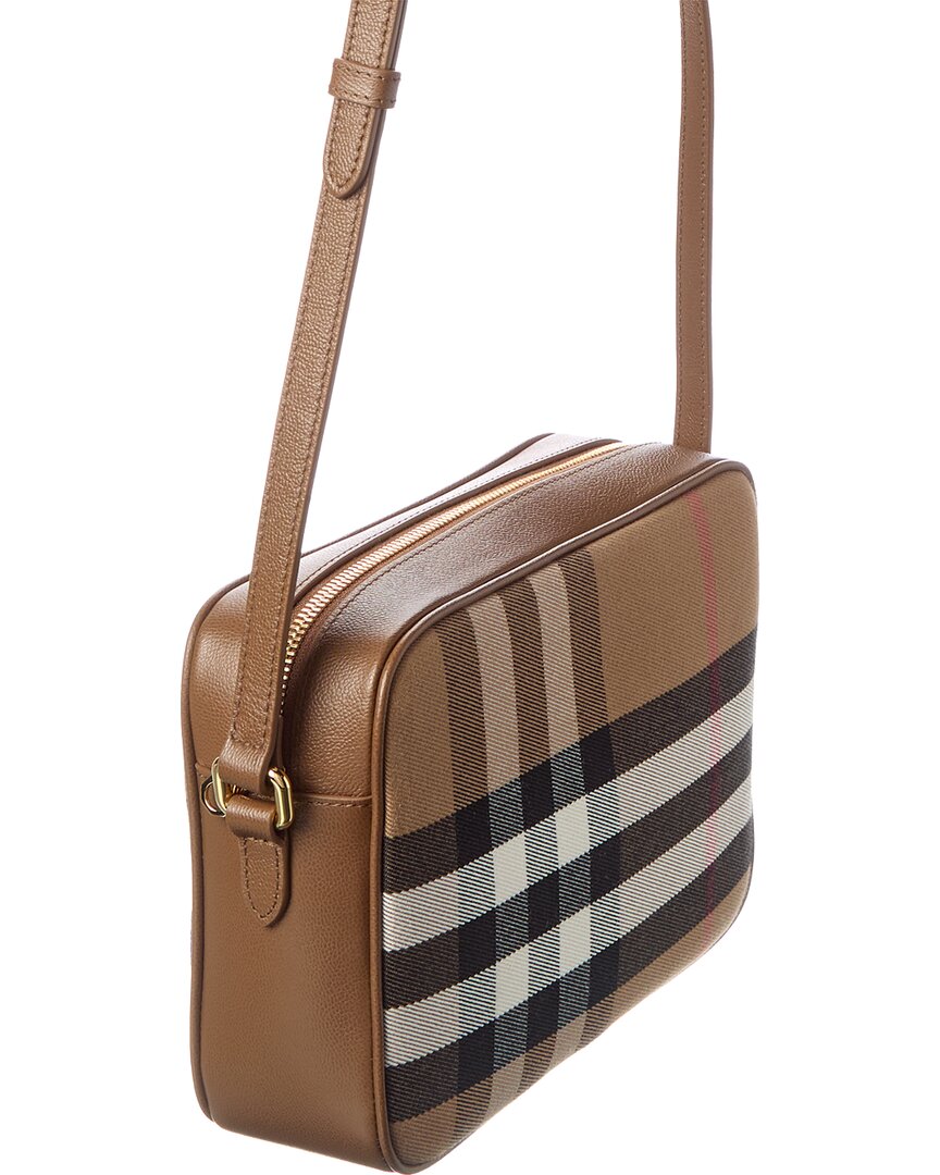 Burberry Check Canvas & Leather Shoulder Bag