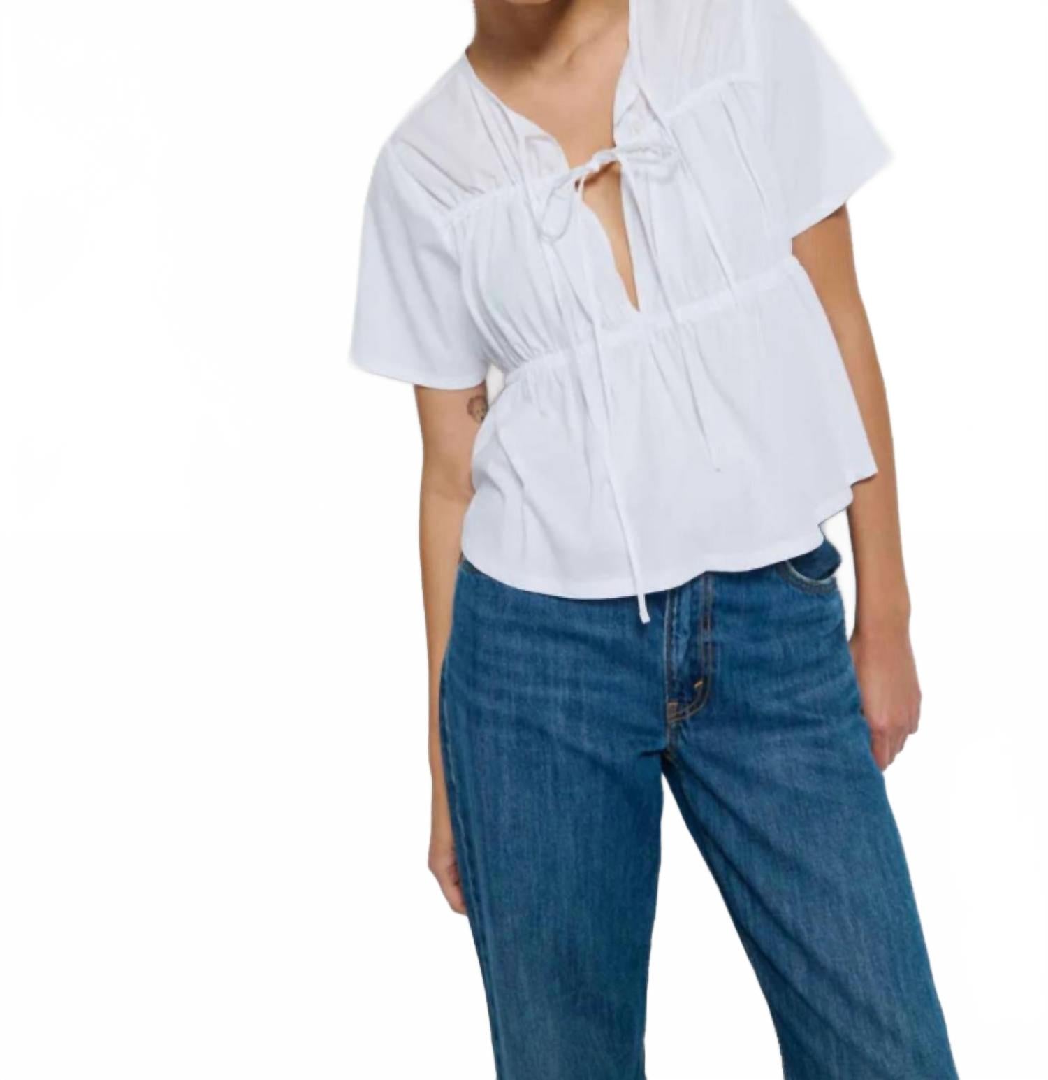 Robin Tie Front Top In White
