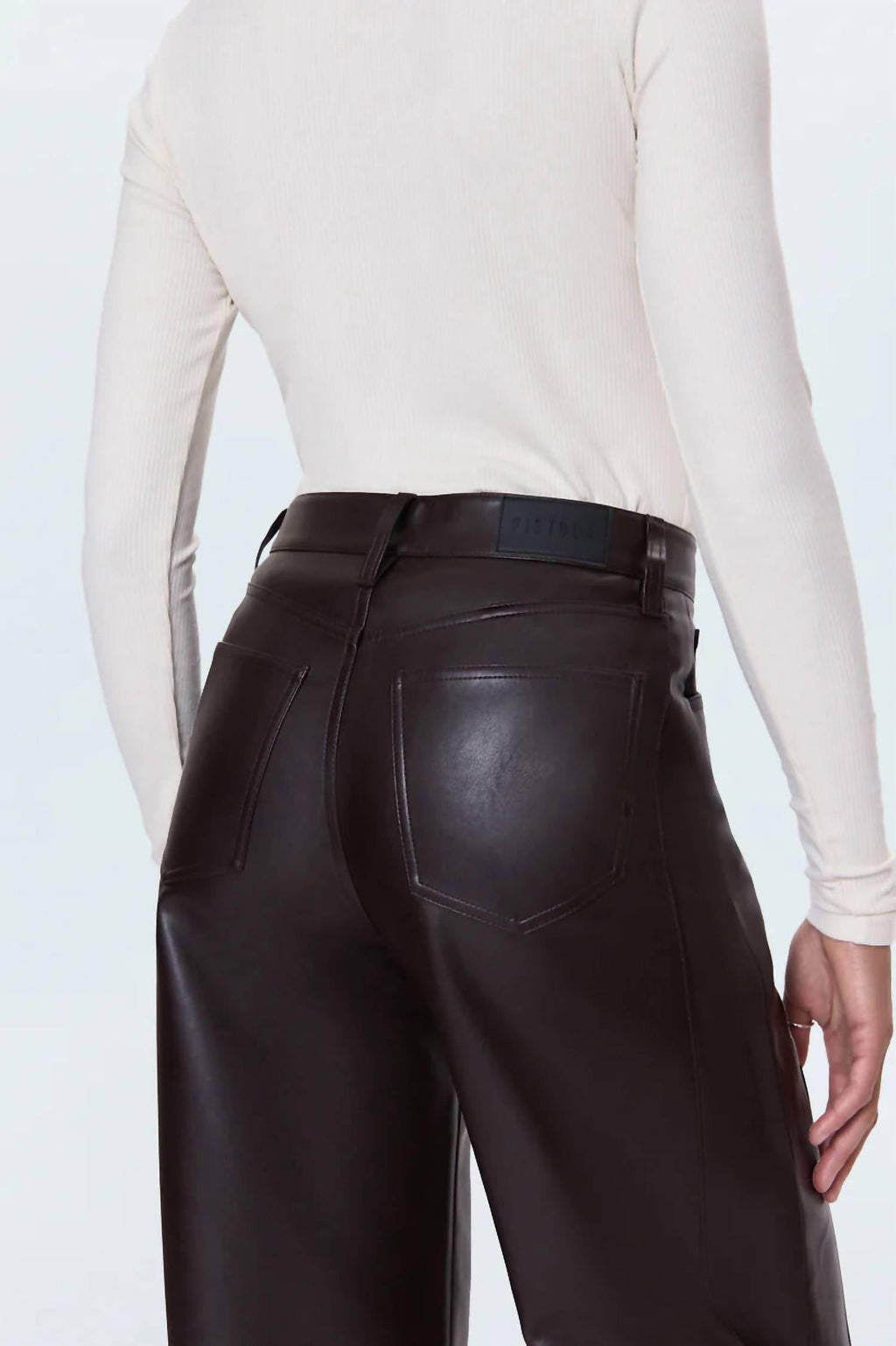 Eli Barrel Faux Leather Pants In French Roast