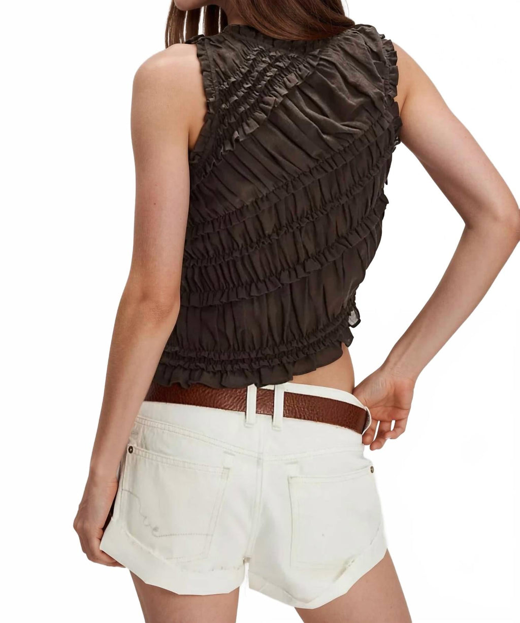 Pink Sands Smocked Top In Chocolate