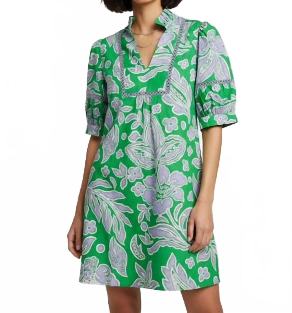 Floral Mini Dress In Green