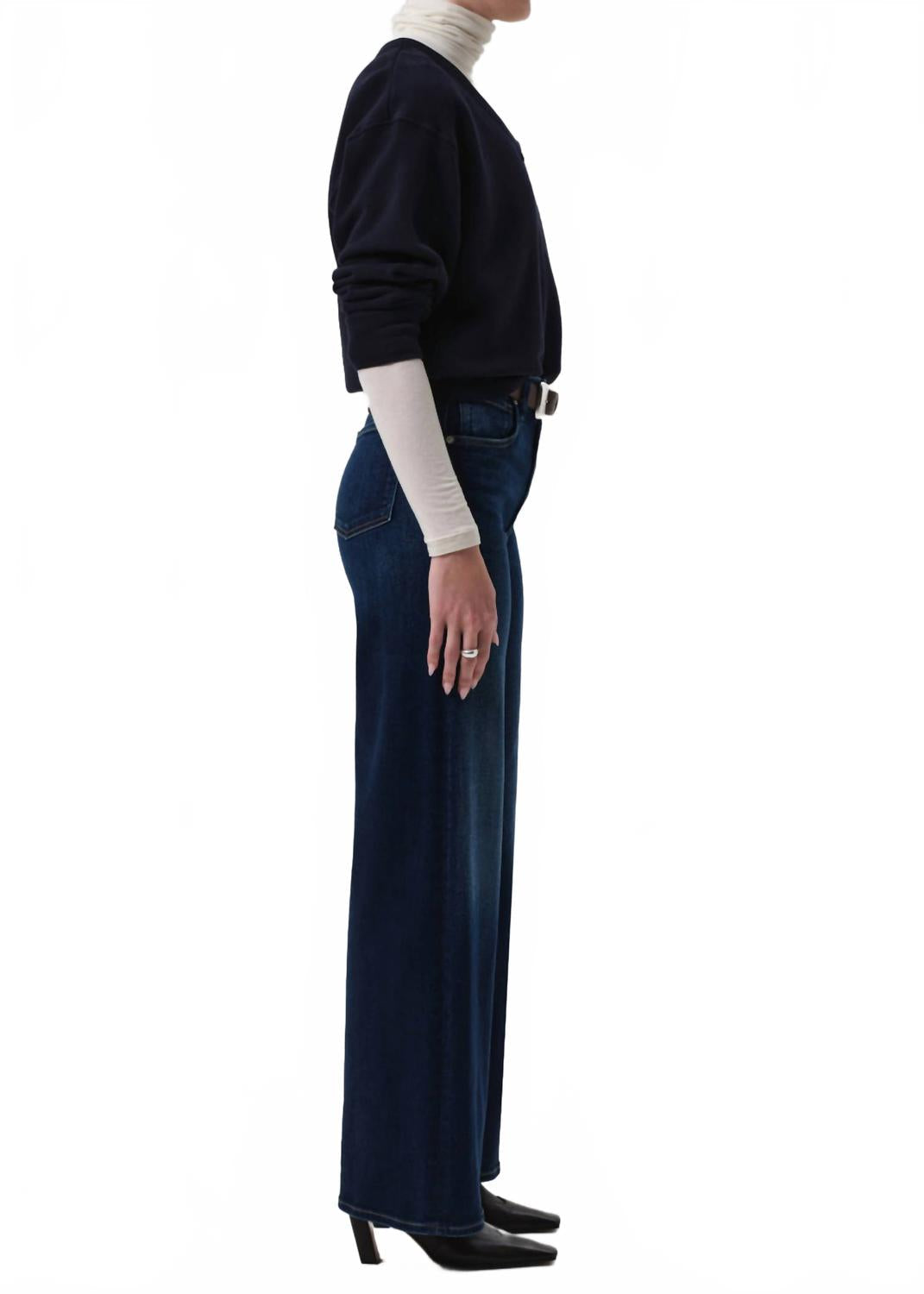 Lyra Long Wide Jean In Dark Indigo