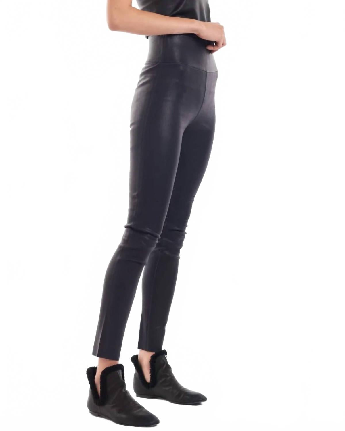 Leather Ankle Legging In Navy