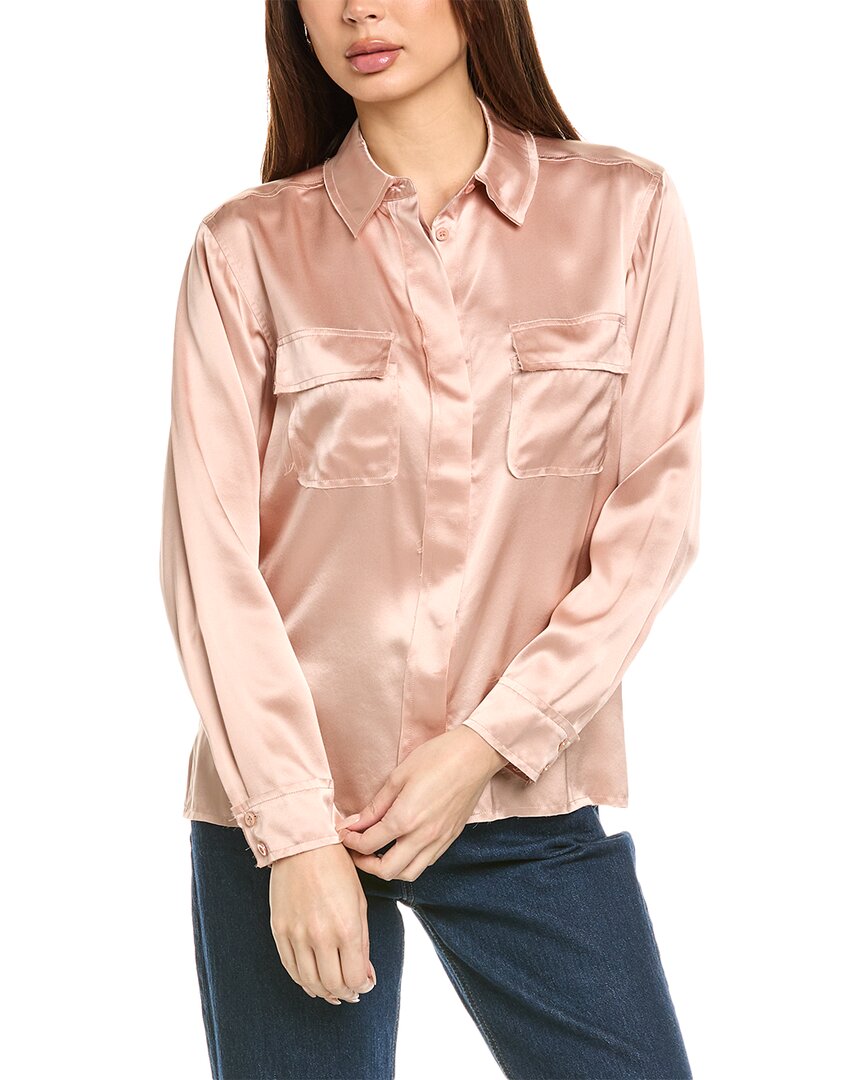 FRAME Denim Raw Edge Double Pocket Silk Shirt