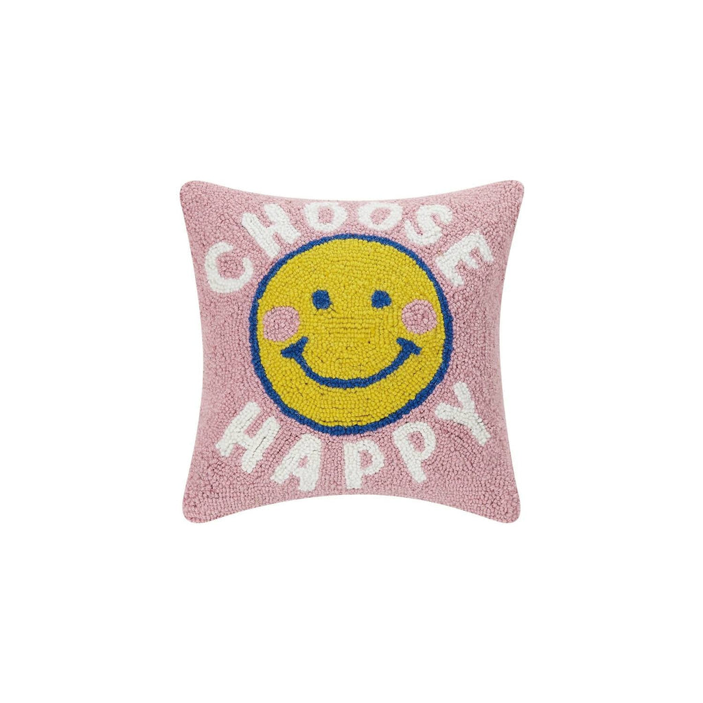 Choose Happy Hook Pillow In Pink