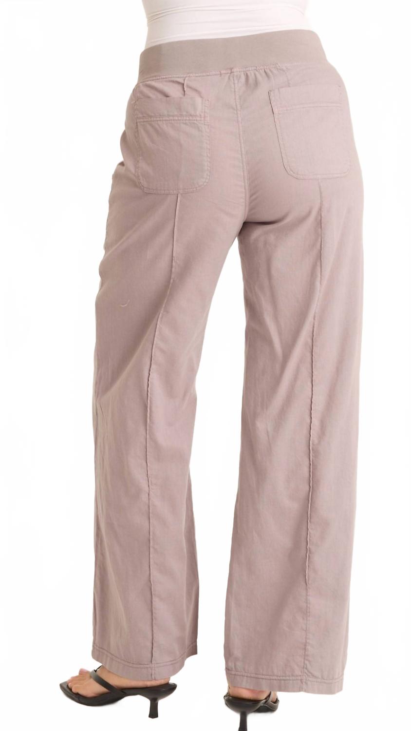 Poppy Seed Torryn Linen Zipper Pockets Pants In Subtle Brown Grey