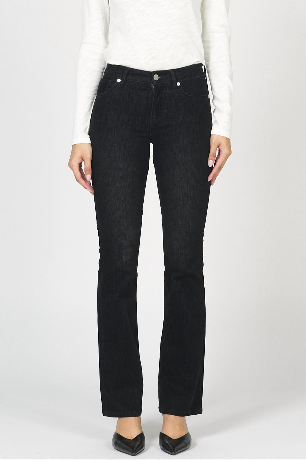 Jaxtyn Suede Bootcut Jean In Black