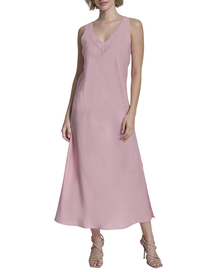 DKNY V-Neck Panel Linen Dress