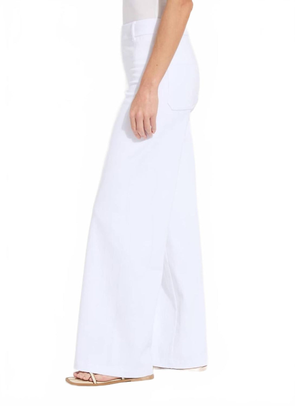 Erin Hi Waist Embroidered Denim Pant In White