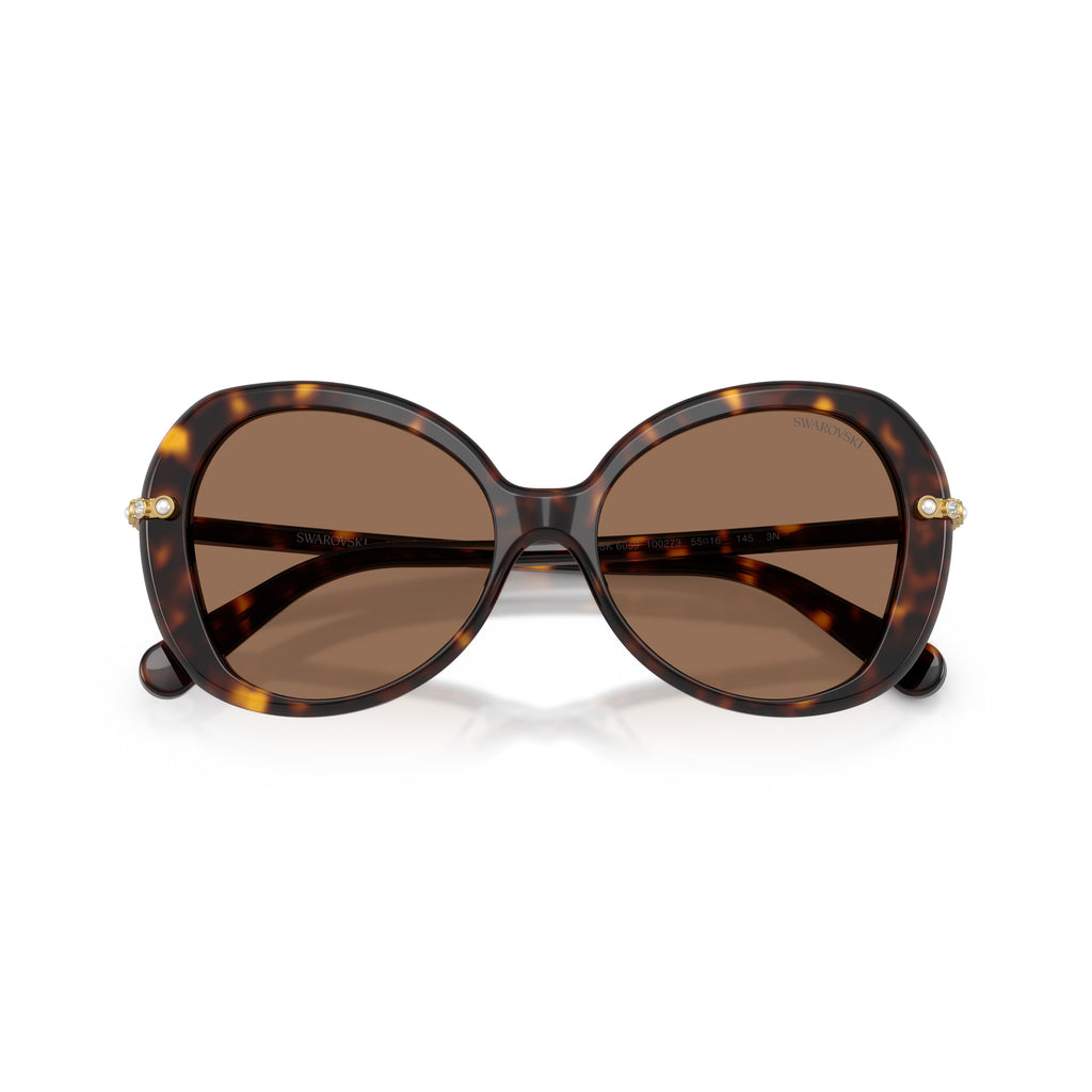 0Sk6059 Oversized Tortoiseshell Sunglasses with Crystal Accents