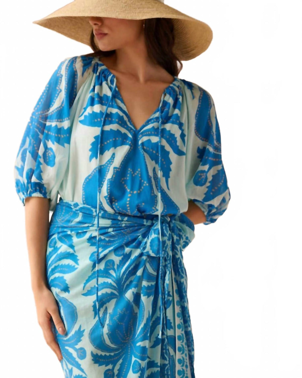 Isla V Neck Blouse In Nikita Lago