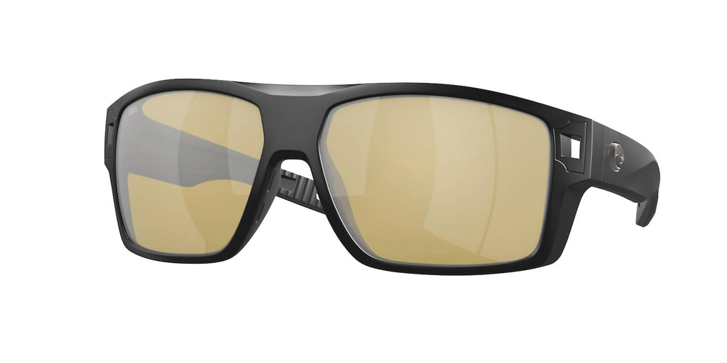 Men's Diego Square Polarized Sunglasses In Matte Black/sunrise Silver Mirror