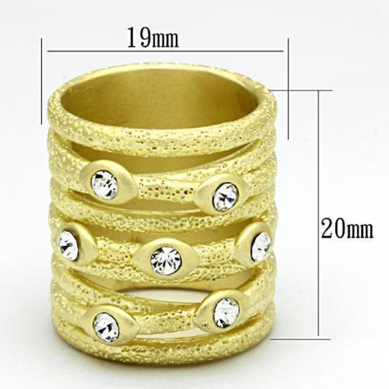 Matte Gold Brass Ring with Top Grade Crystal in Clear