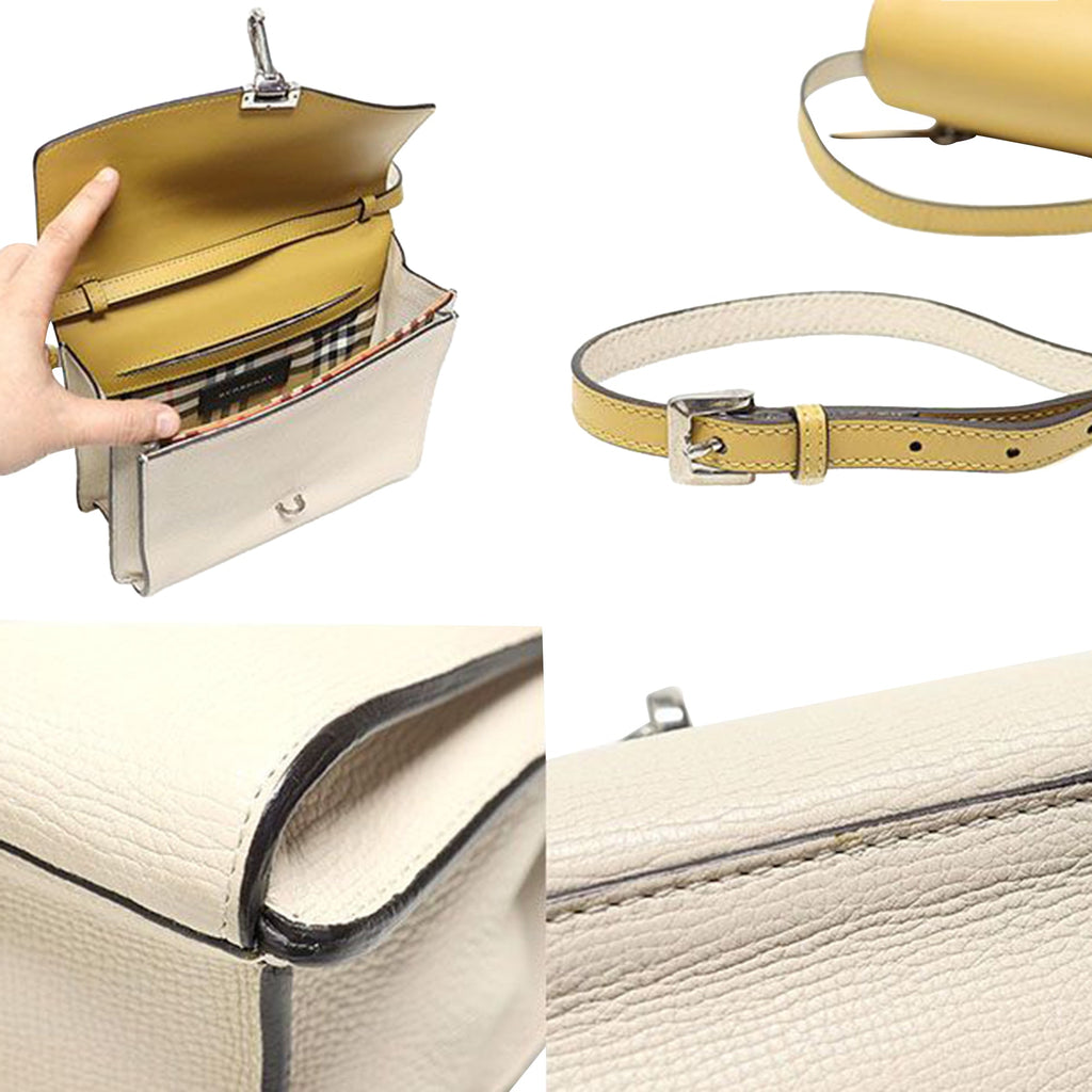 Yellow Limestone Bicolor Grain Leather Macken Small Crossbody Bag