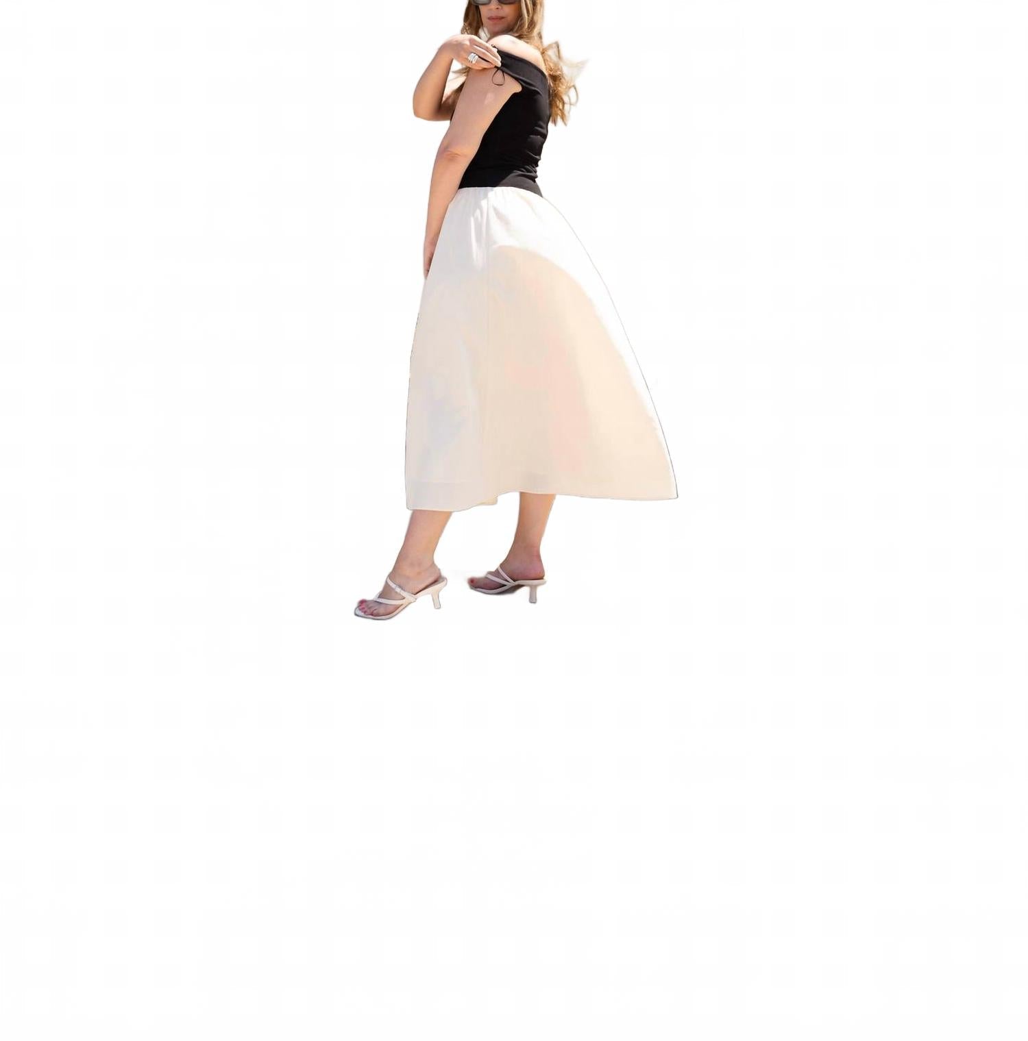 Simone Midi Dress In Black & Ecru