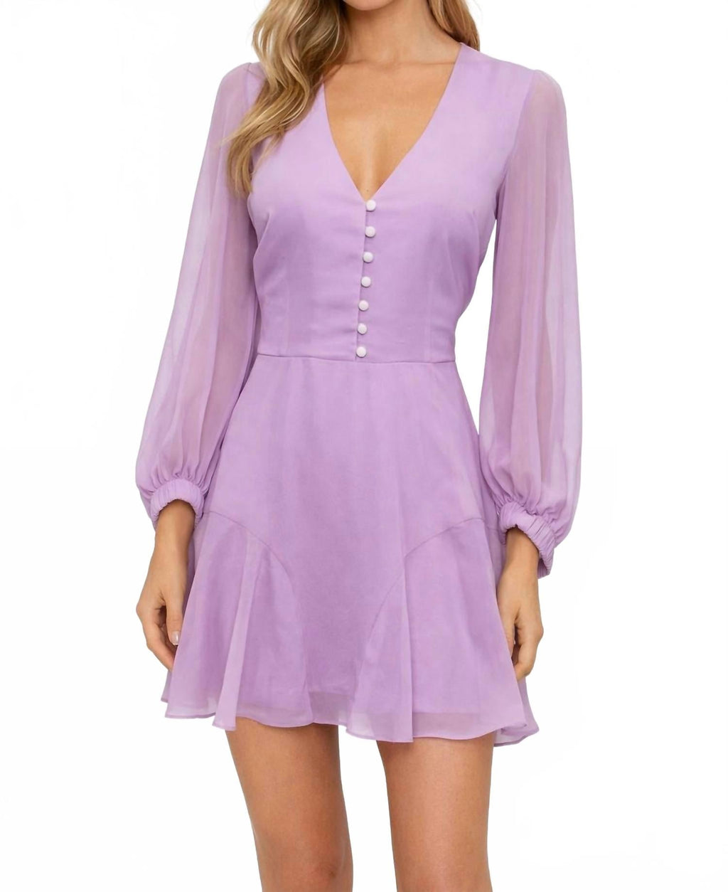Chiffon Mini Dress In Lavender