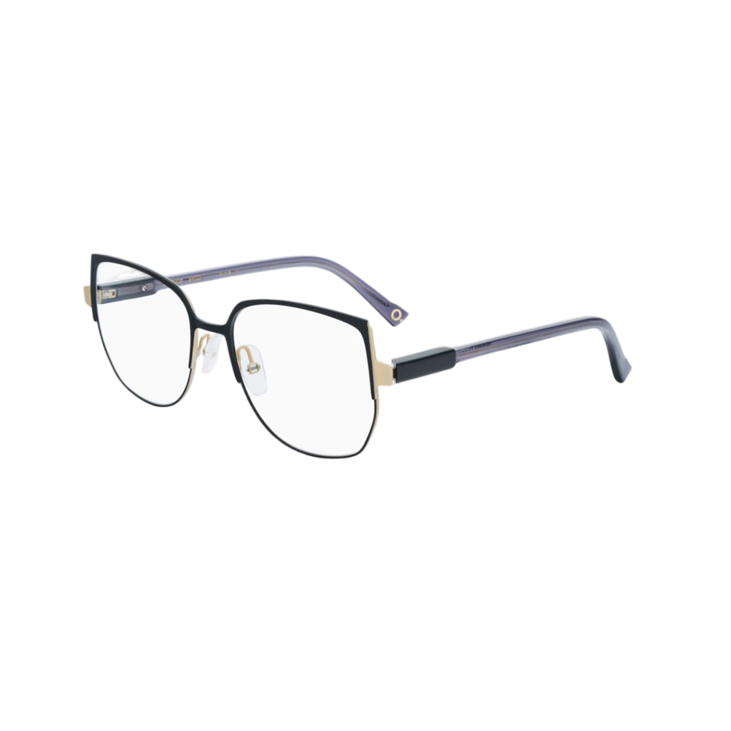 Leonor Sleek Metal Cat-Eye Eyeglasses with Gold Accents