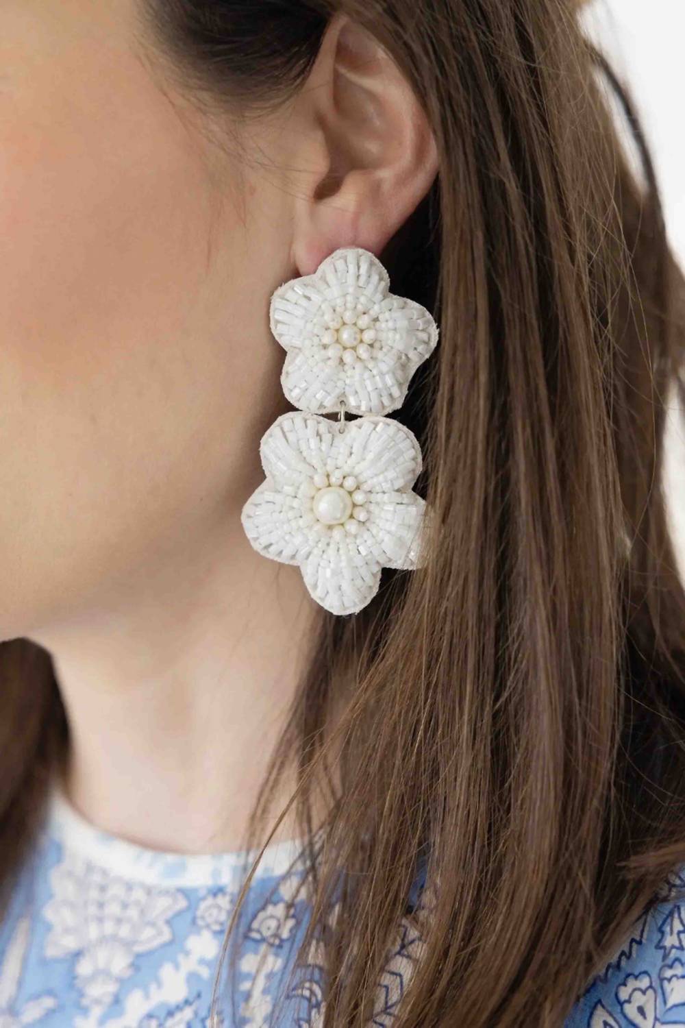 Bali Flower Earrings In Ivory
