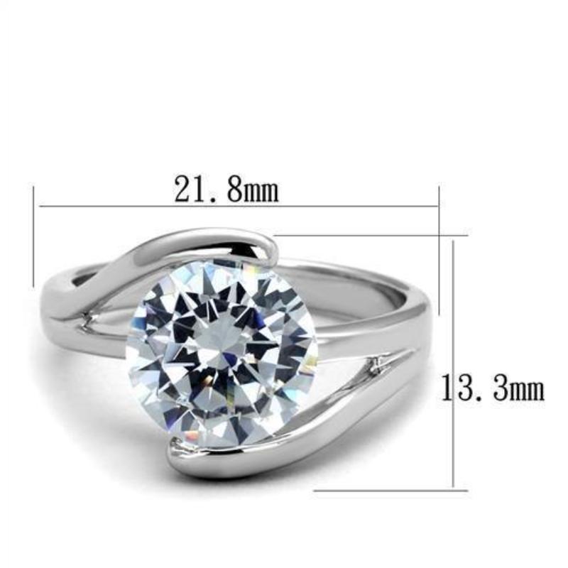 Rhodium Brass Ring with AAA Grade CZ in Clear
