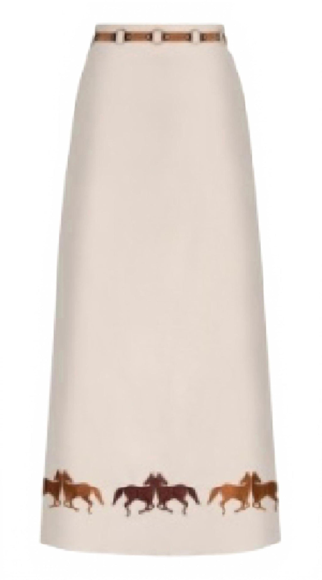 El Carmen Embroidered Canvas Midi Skirt In Ivory