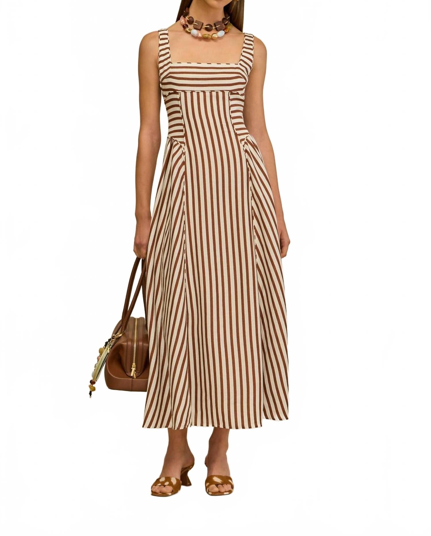 Carla Long Dress In Saddle Stripe