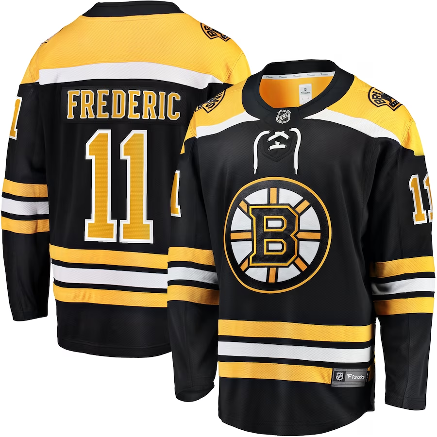 Men's Boston Bruins Trent Frederic #11 Black Replica Player jersey