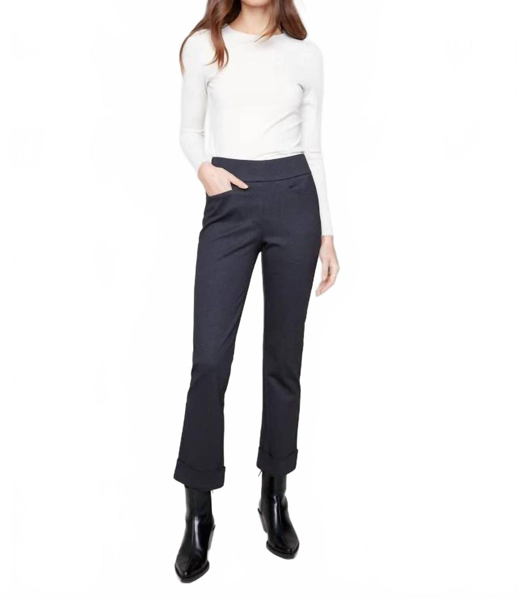 Rolled Cuff Straight Leg Pants With Pockets In Navy