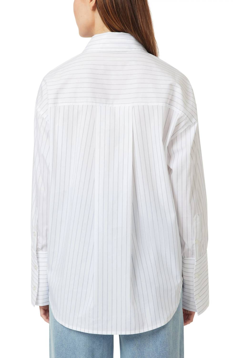 Oversized Striped Poplin Shirt In White/black