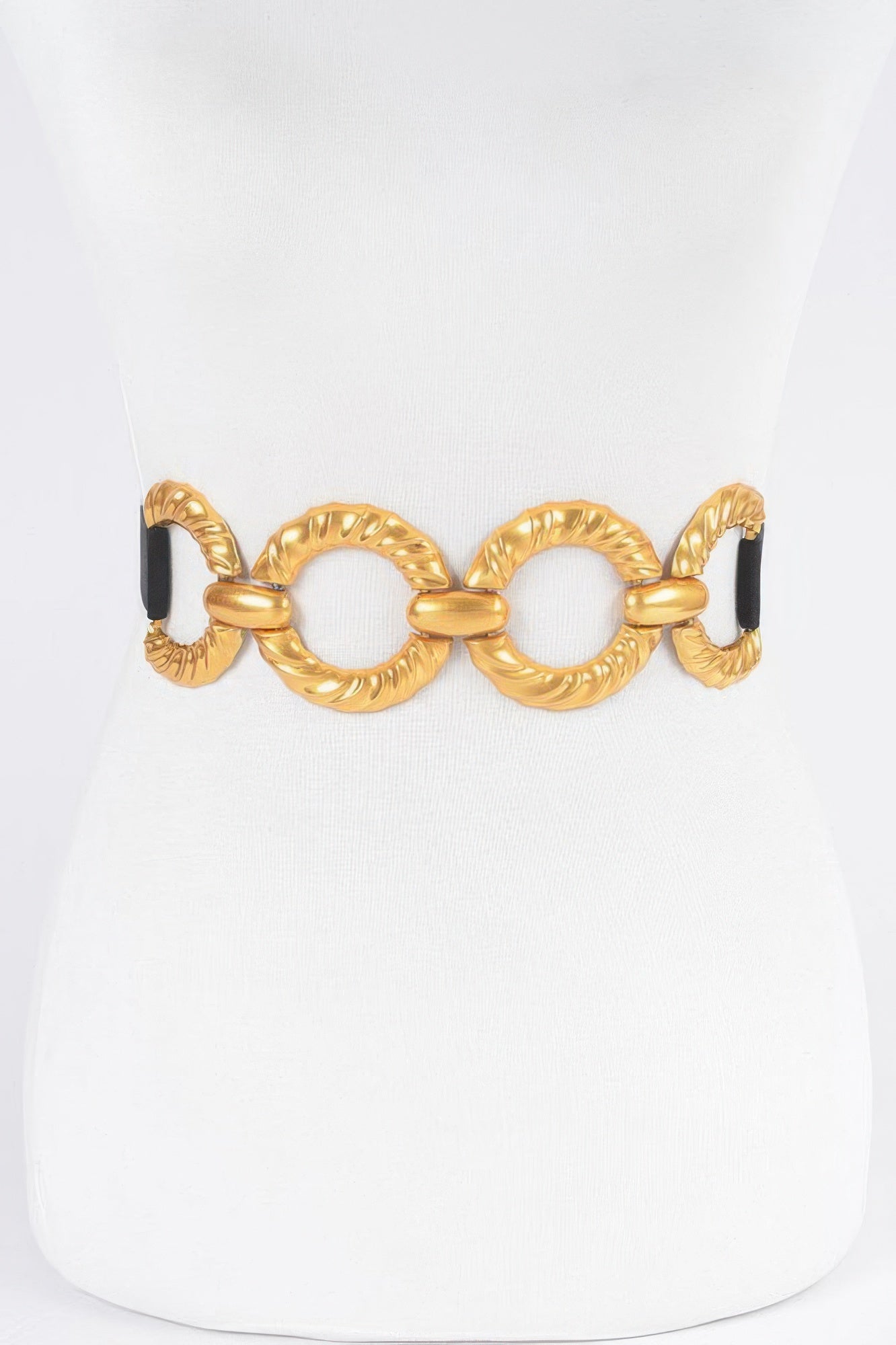 Wide Elastic Waist Belt with Multi Metal Buckle