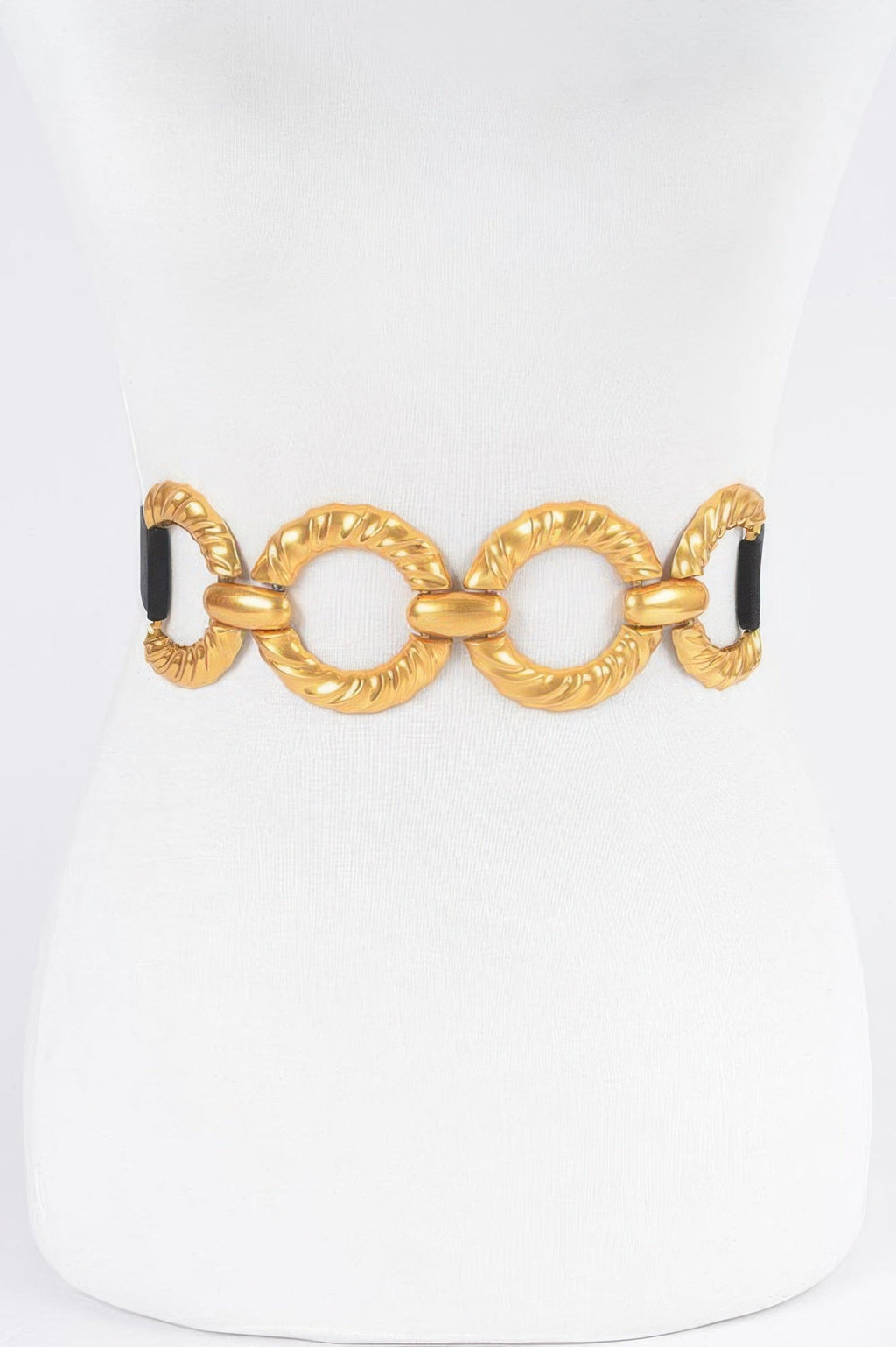Slim Elastic Waist Belt with Multi Metal Hardware