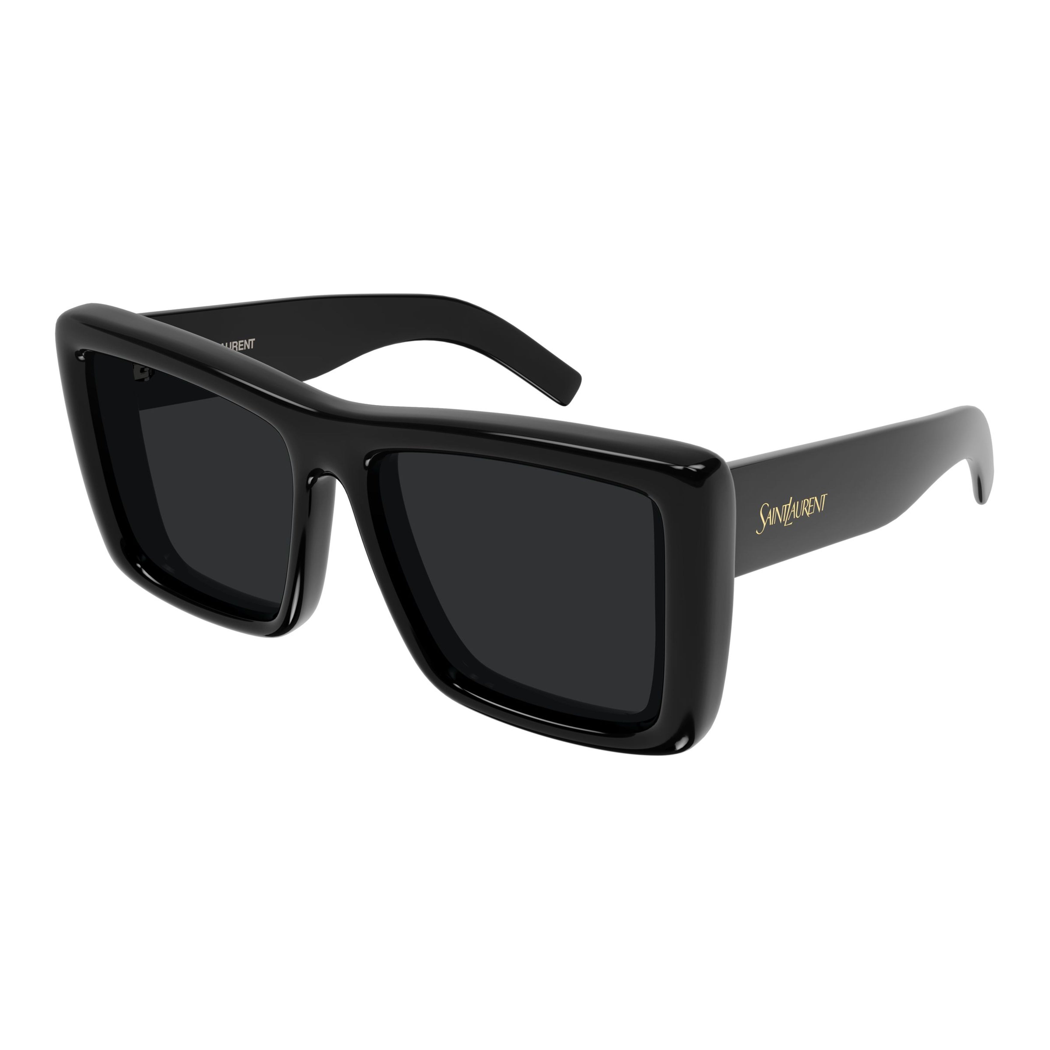 Oversized Square Sunglasses With Glossy Frame And Gold Accents