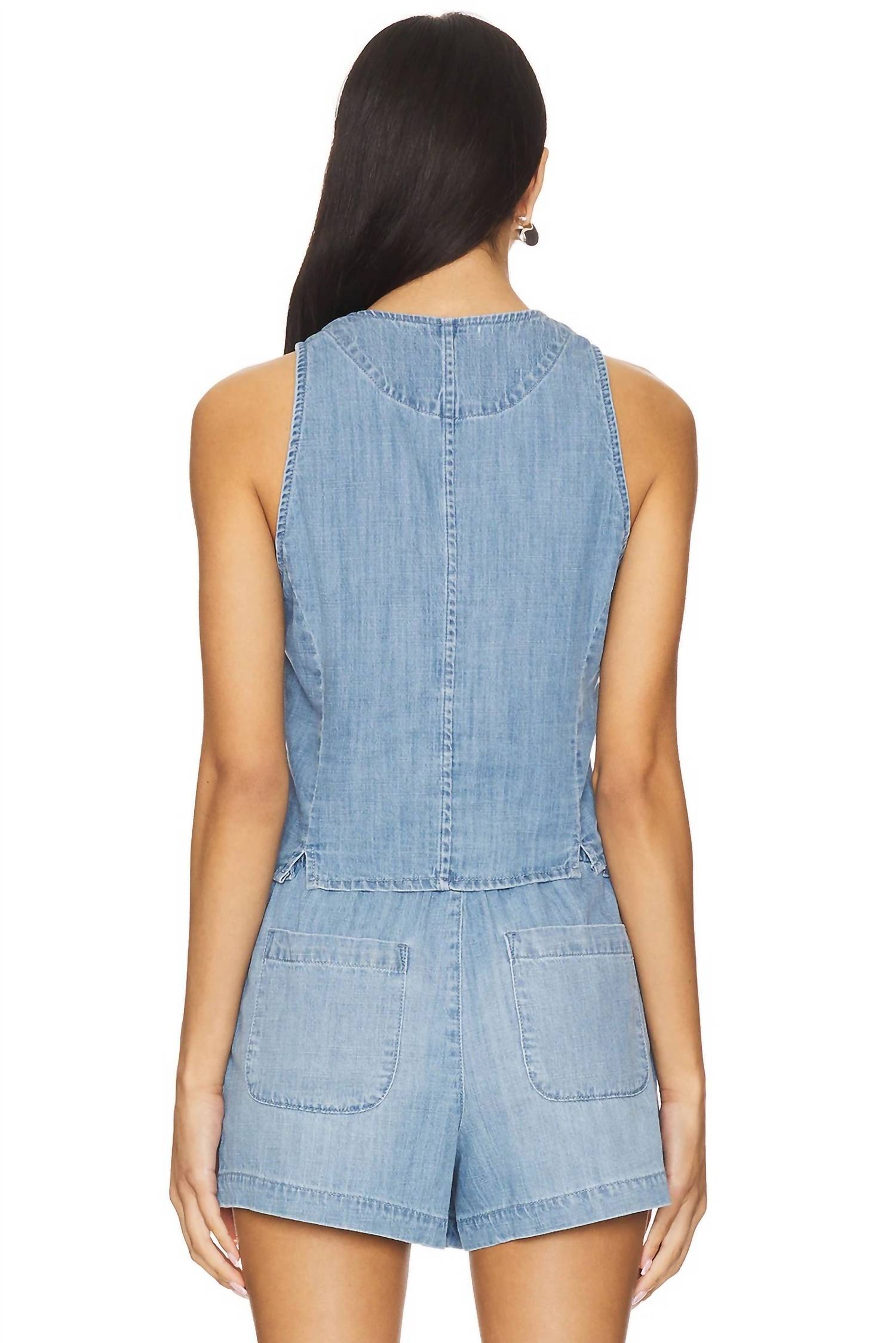 Wren Pocket Vest In Sea Breeze