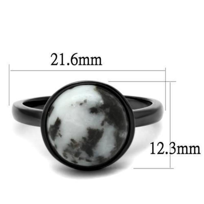 IP Light Black Stainless Steel Ring with Semi-Precious Hematite in Multi Color