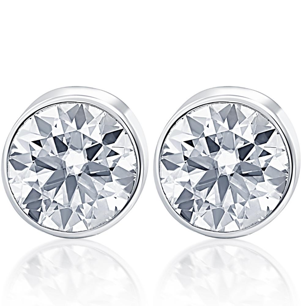 .40Ct Round Brilliant Cut Natural Quality VS2-SI1 Diamond Stud Earrings in 14K Gold Round Bezel Setting