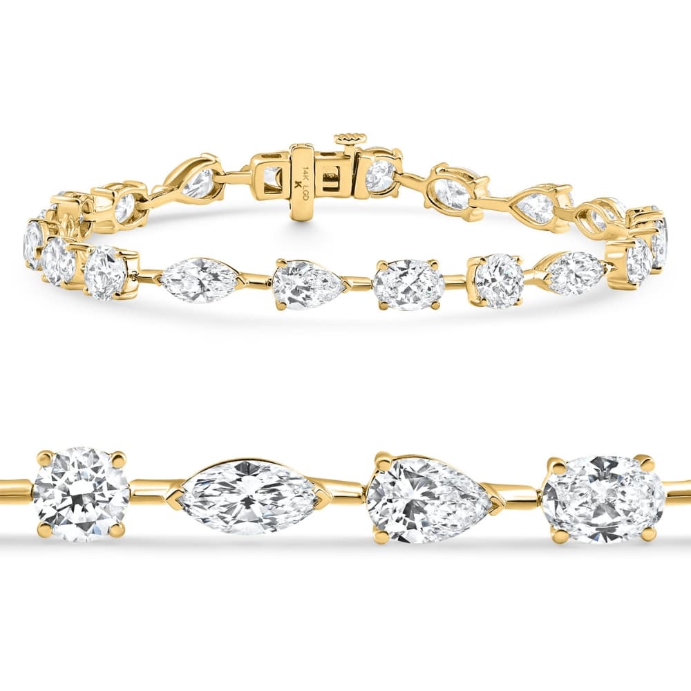 10Ct Mixed Cut Diamond Tennis Bracelet 7" 14k Yellow Gold Lab Grown Size: 7