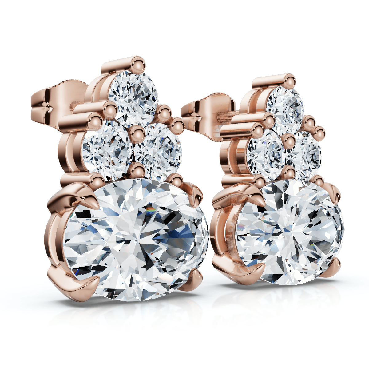 Certified 5Ct Oval Diamond Studs 14k Gold Lab Grown FG/VS