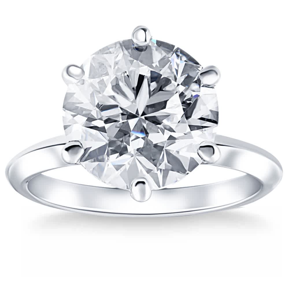 Certified 6Ct Solitaire Diamond Engagement Ring 14k White Gold Lab Grown Size: 6.5
