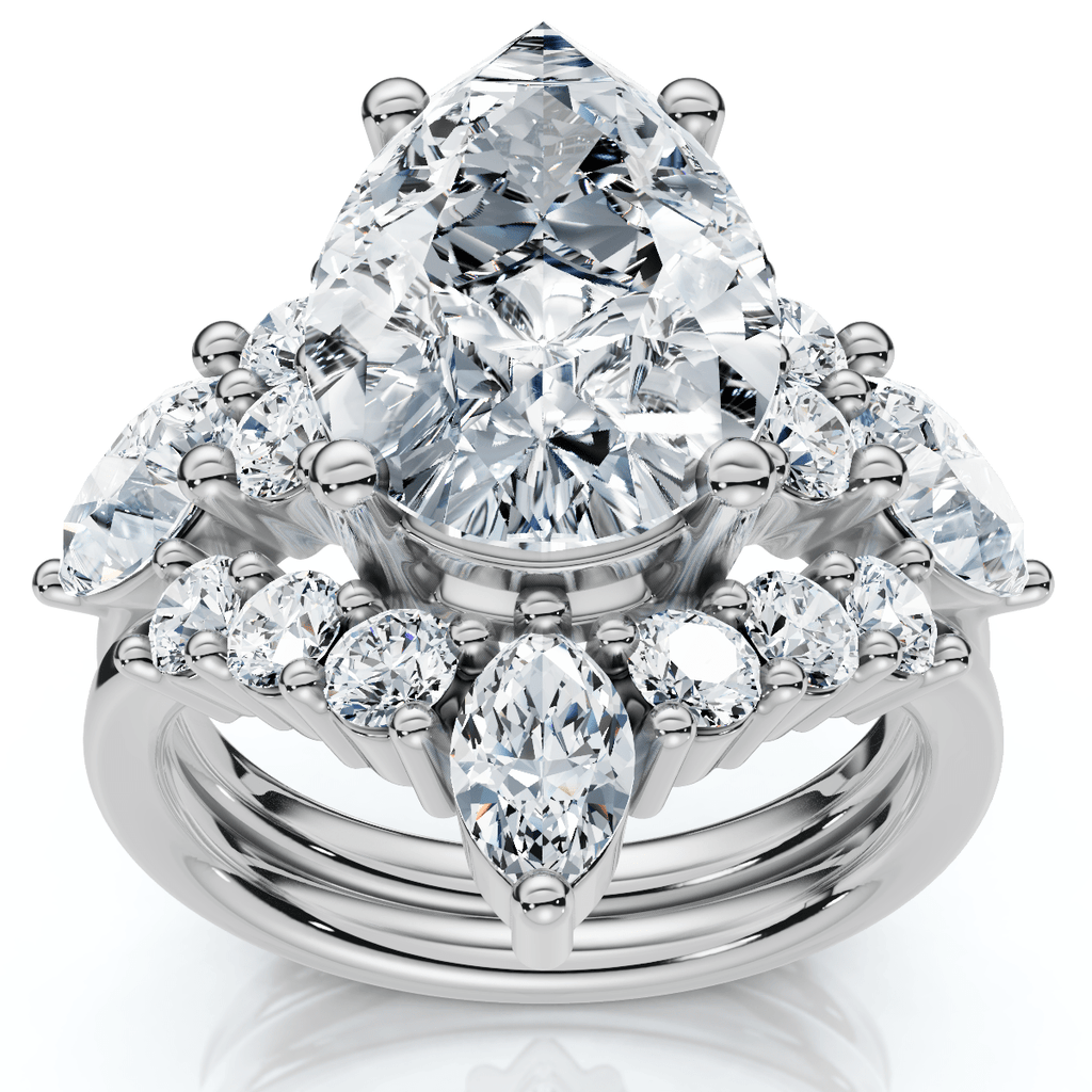 Certified 2.90Ct Pear Diamond Engagement Ring Set 14k Gold or Pt Lab Grown