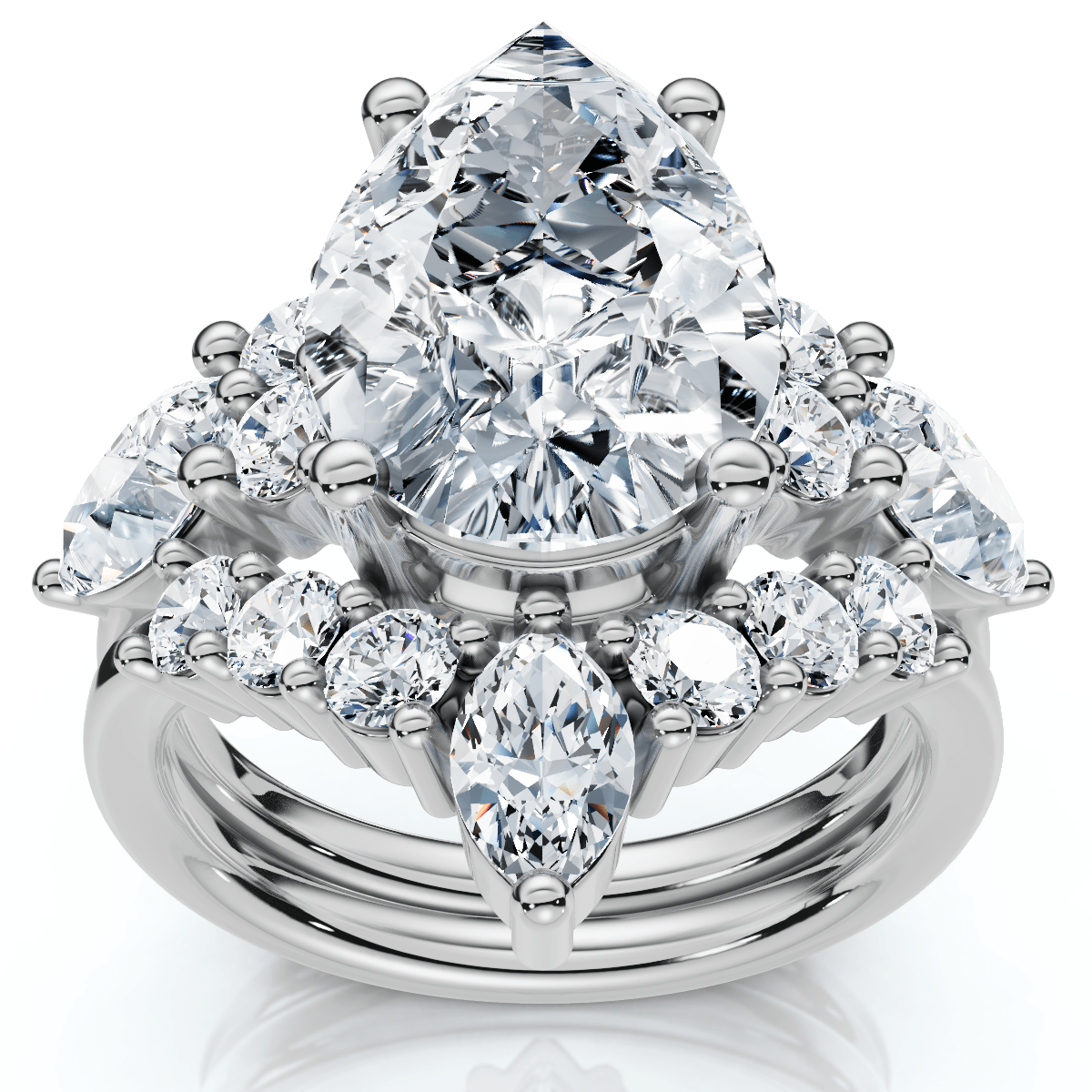 Certified 2.90Ct Pear Diamond Engagement Ring Set 14k Gold or Pt Lab Grown