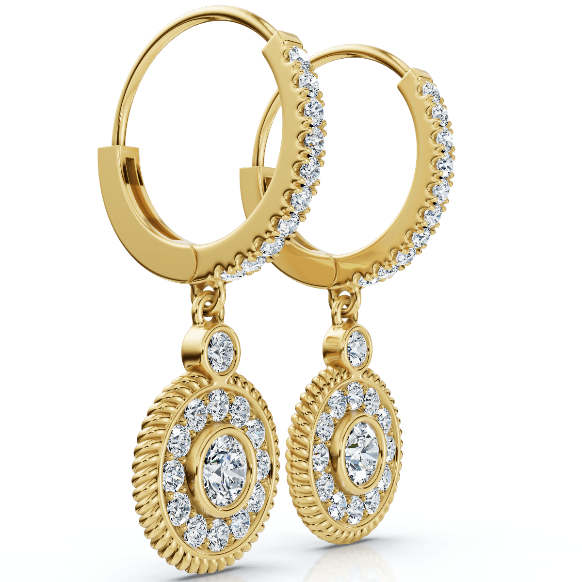 3/4Ct Dangle Diamond Earrings 1 1/10" Tall Lab Grown 14k Gold EF/VS