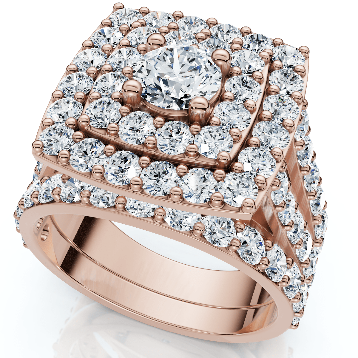 3Ct Cushion Halo Diamond Engagement Wedding Ring Set Lab Grown 10k