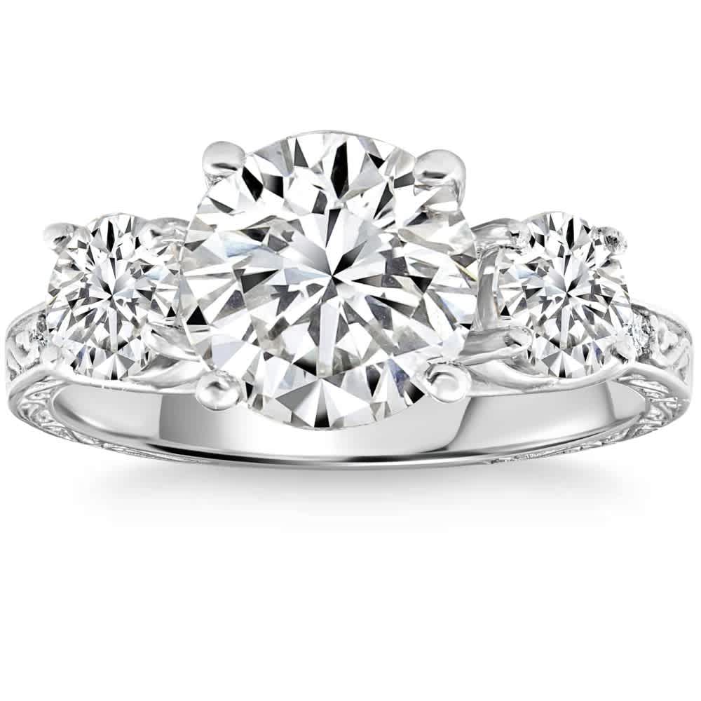 Certified 3.58Ct Designer Engagement Round Diamond Ring White Gold Lab Grown Size: 7