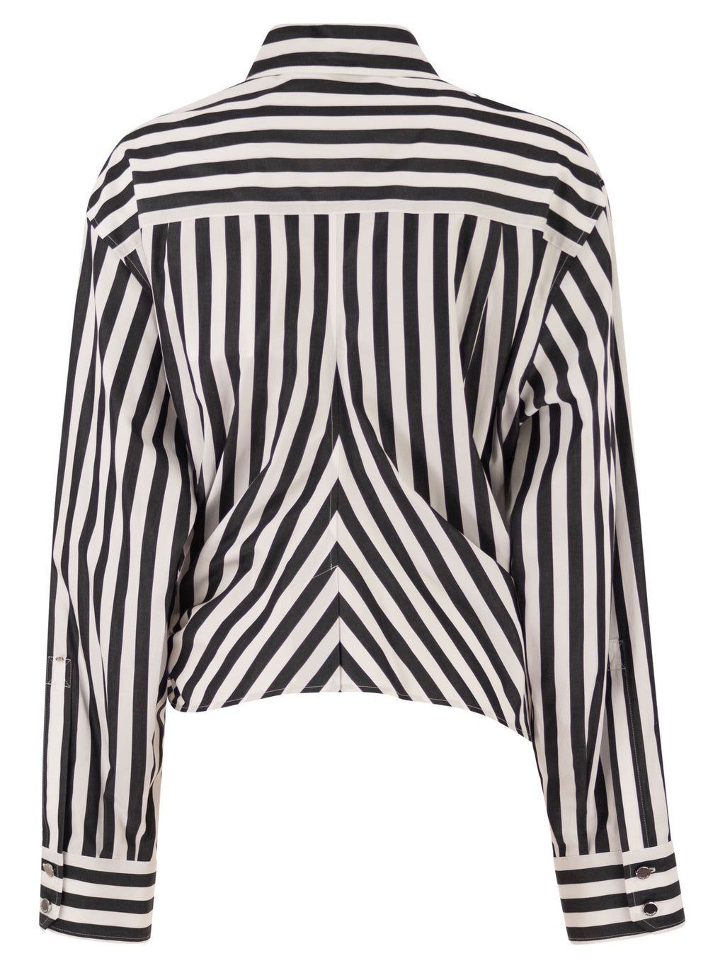 Sportmax Women Spxpalmizi – Cropped Striped Cotton Shirt With Front Draping