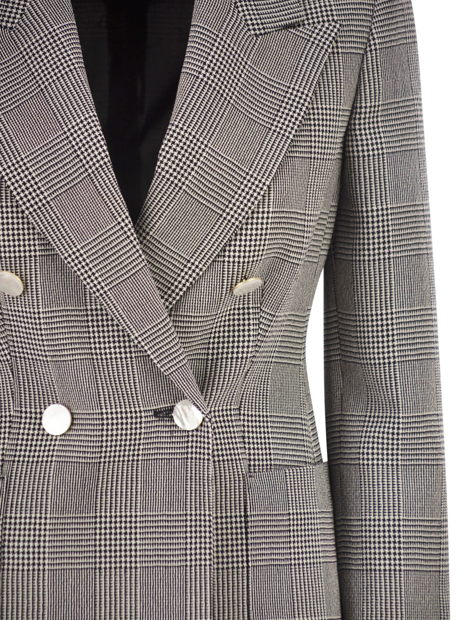 Max Mara Women Mxmaccordo - Double-Breasted Prince Of Wales Virgin Wool Blazer