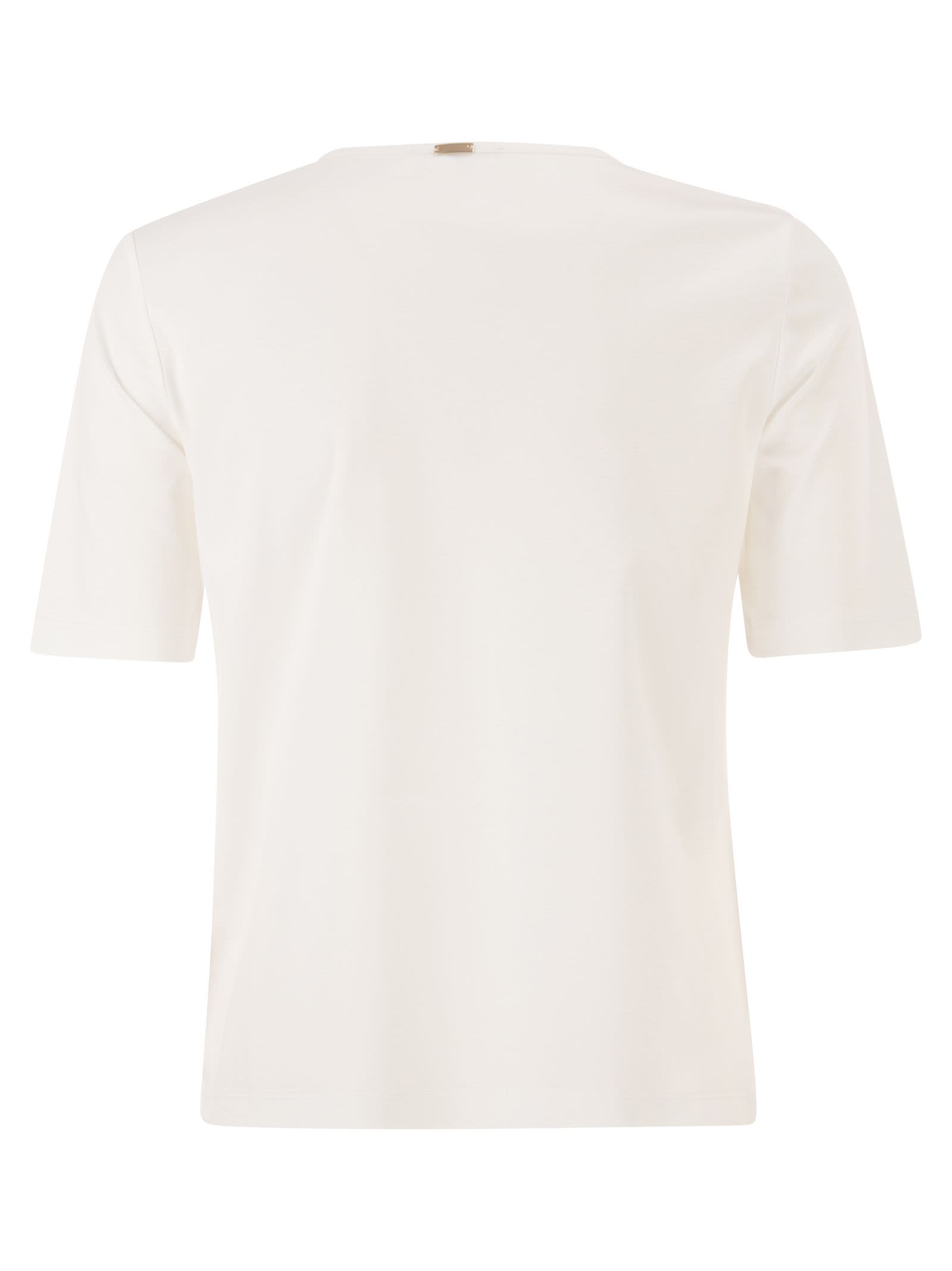 Herno Women Cotton T-Shirt With Logo Buttons On The Sides