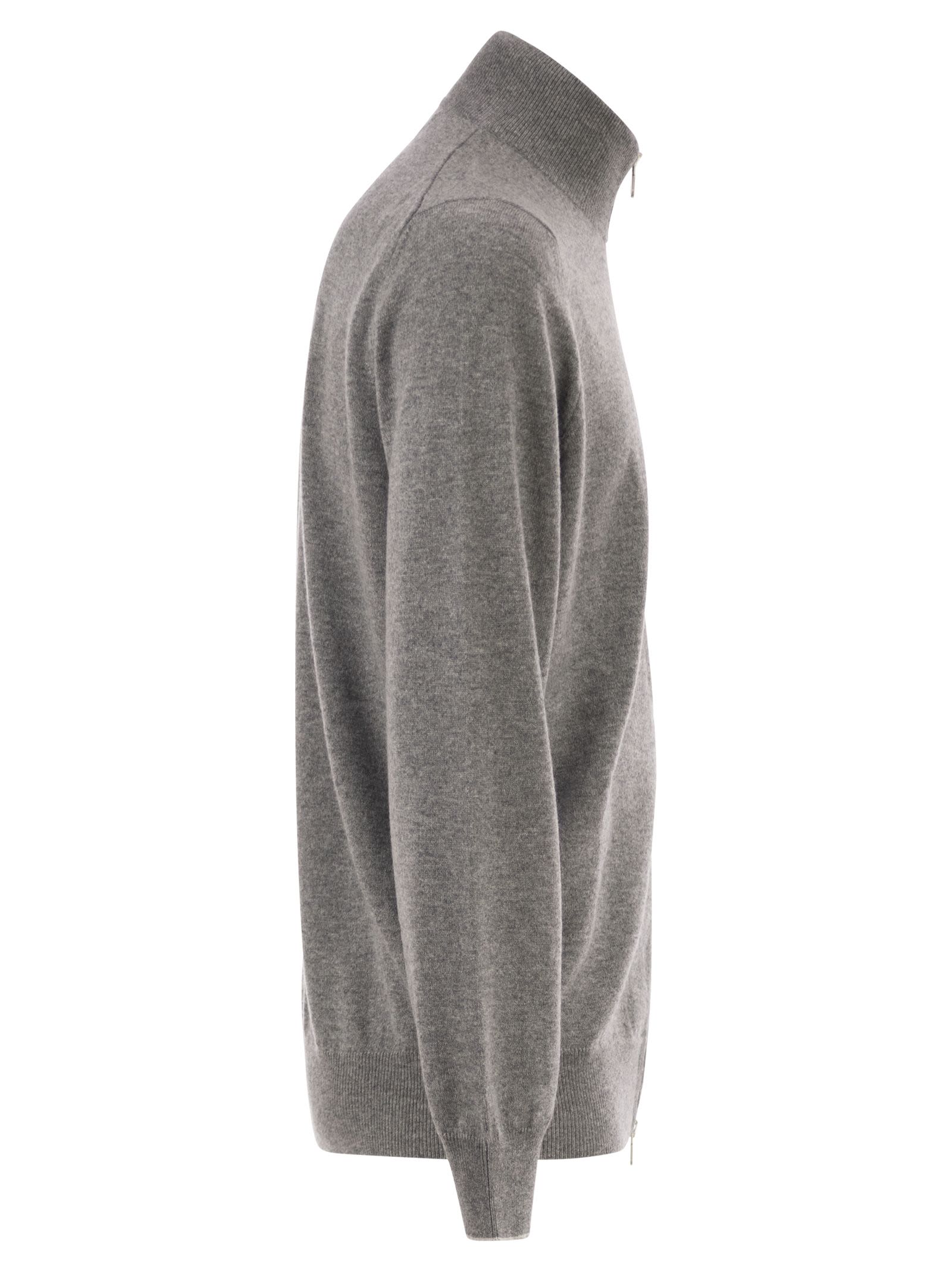 Brunello Cucinelli Men High-Necked Cashmere Cardigan With Zip