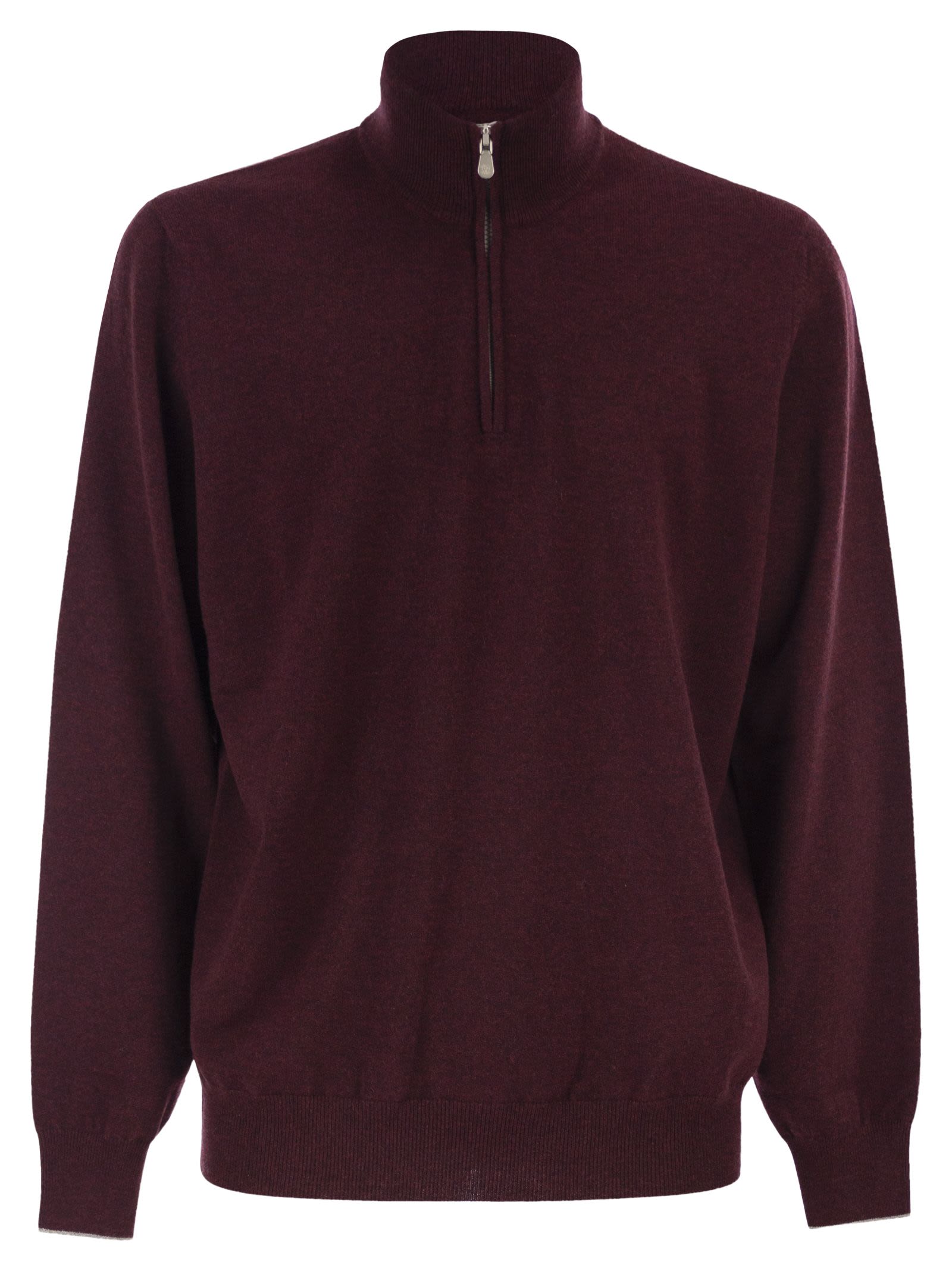 Brunello Cucinelli Men Cashmere Turtleneck Sweater With Zipper