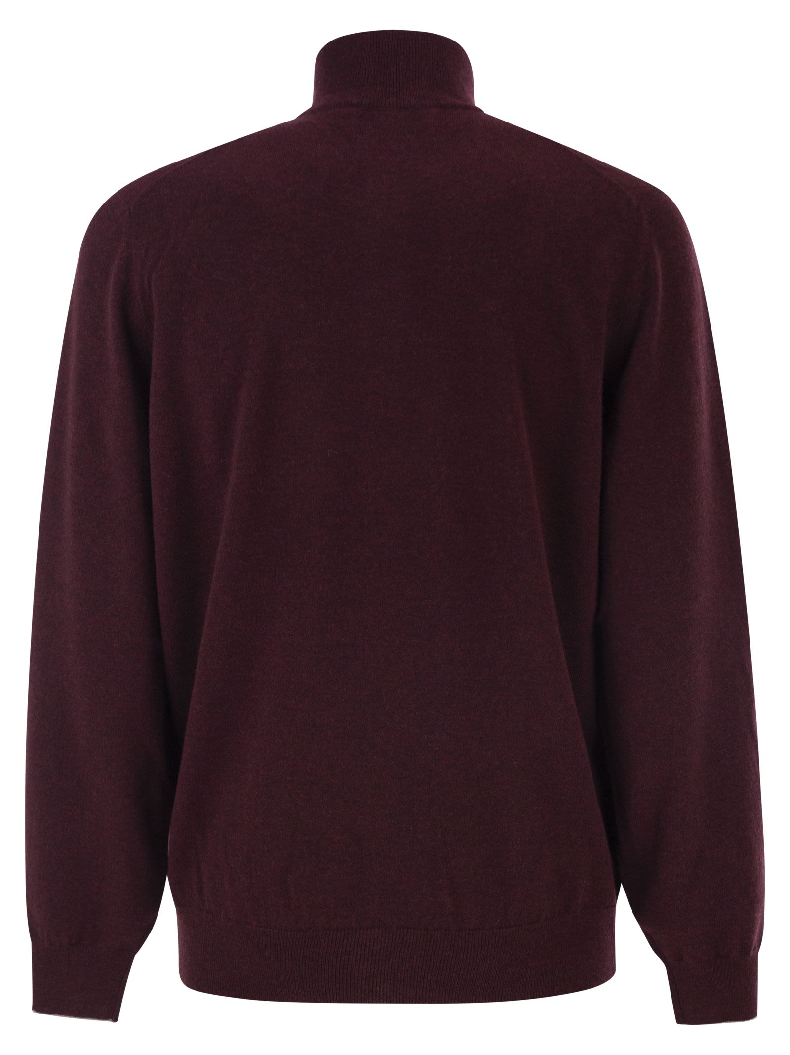 Brunello Cucinelli Men Cashmere Turtleneck Sweater With Zipper