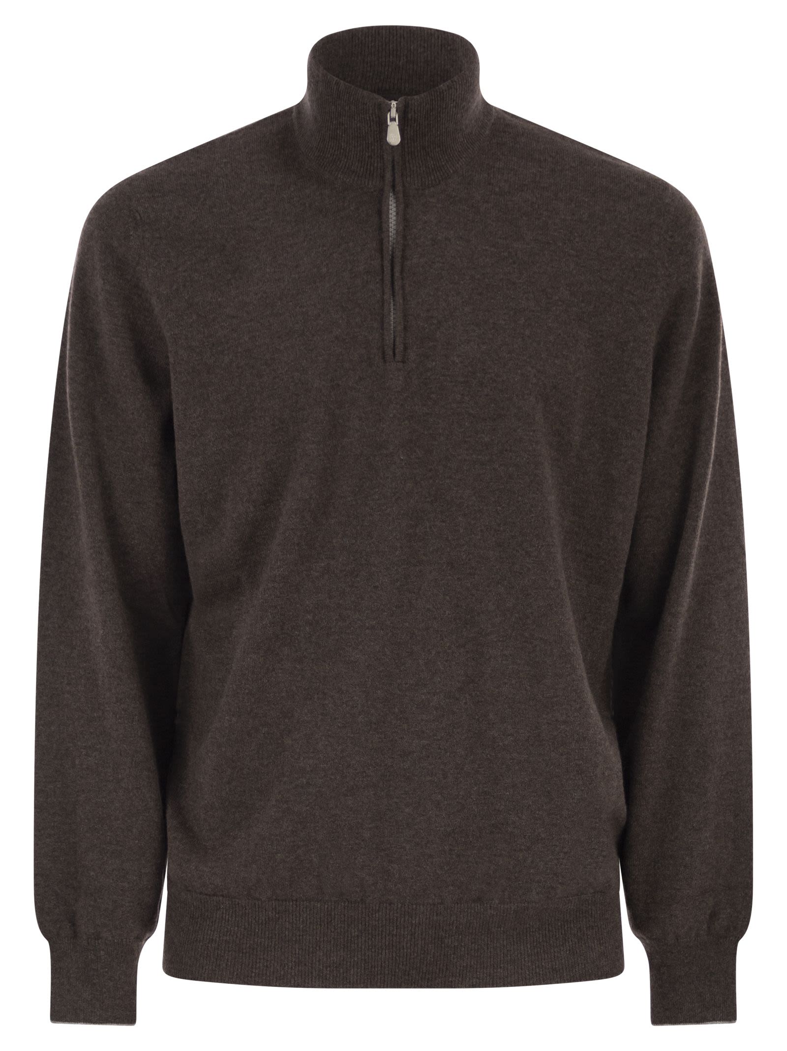 Brunello Cucinelli Men Cashmere Turtleneck Sweater With Zipper