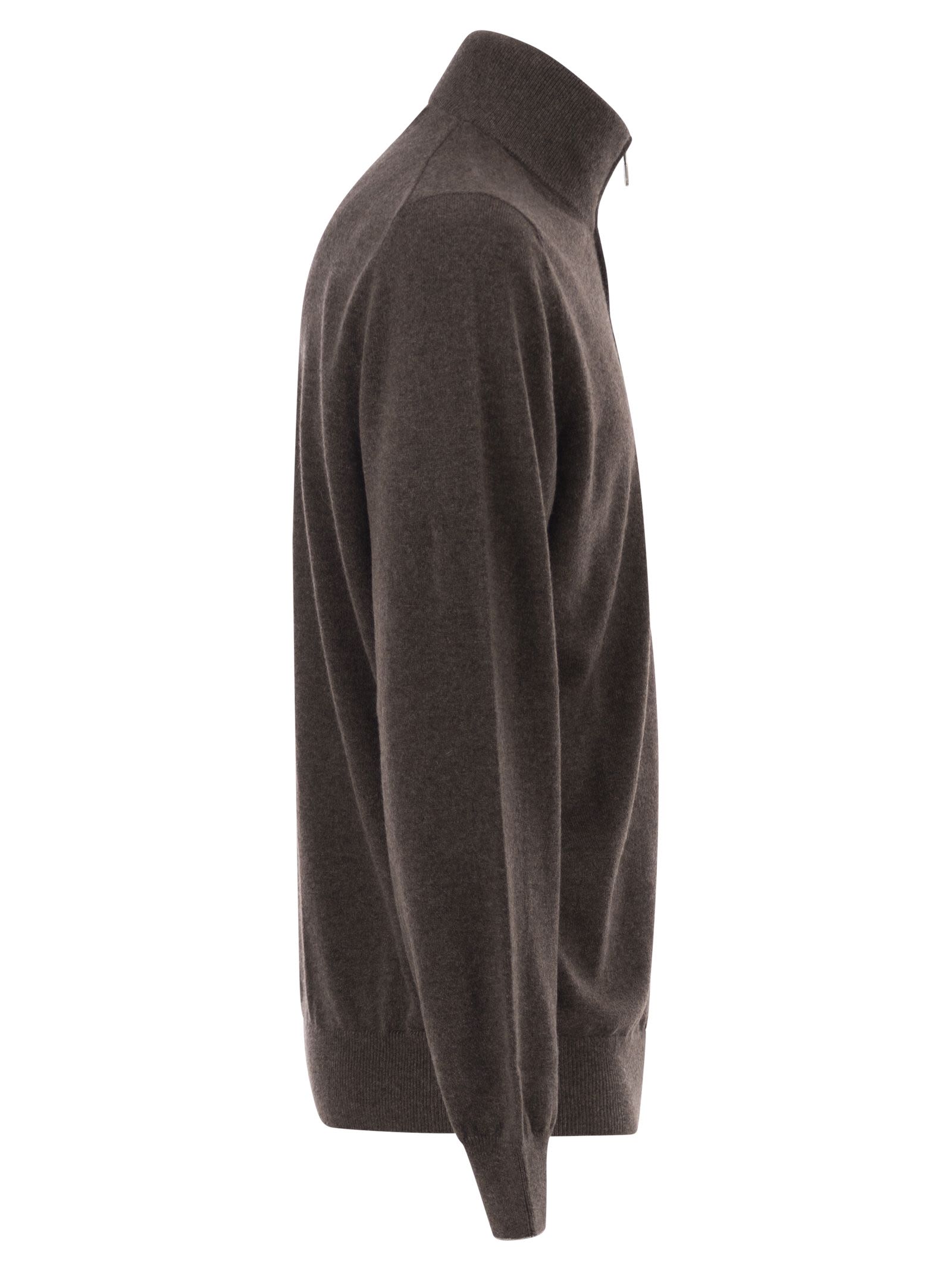 Brunello Cucinelli Men Cashmere Turtleneck Sweater With Zipper